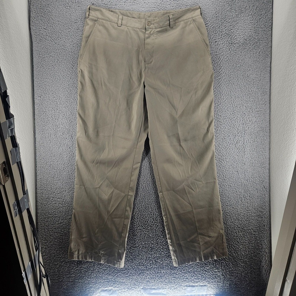 Nike Dri Fit Men's‎ Pants Size 38 x31 Poly Blend Khaki Flat Front Golf